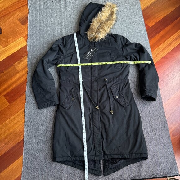Long Winter Coat Fleeced Parka Faux Fur Hood NEW! - Picture 14 of 16